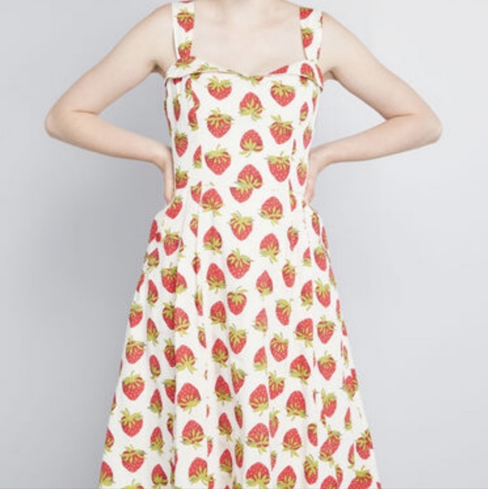 Modcloth Emily and Fin strawberry fit and flare dress